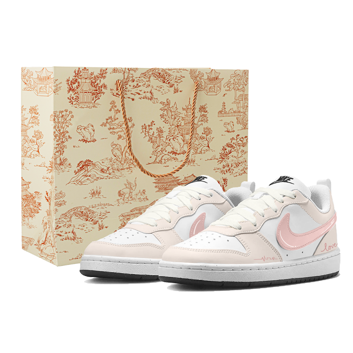 Nike Nike Court Borough Romantic Affection Synthetic Leather Abrasion Resistant Low top Kids' Skateboarding Shoes