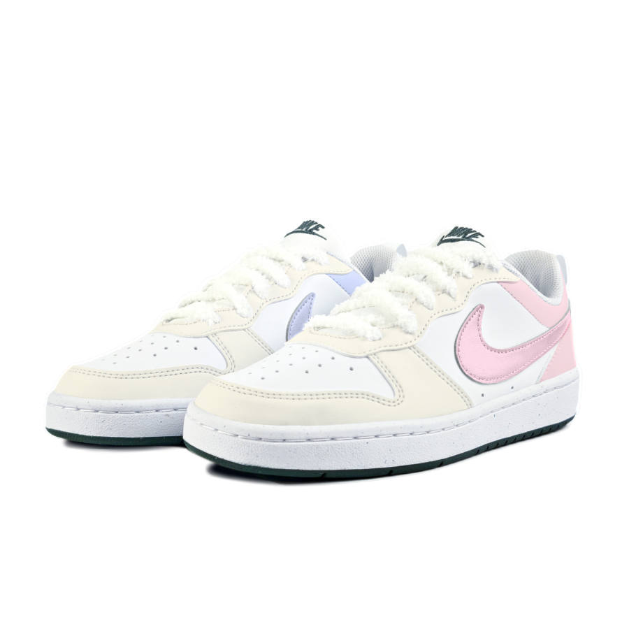 Nike Nike Court Borough LOW RECARFT Slip Resistant Abrasion Resistant Low top Kids' Skateboarding Shoes White Teenagers