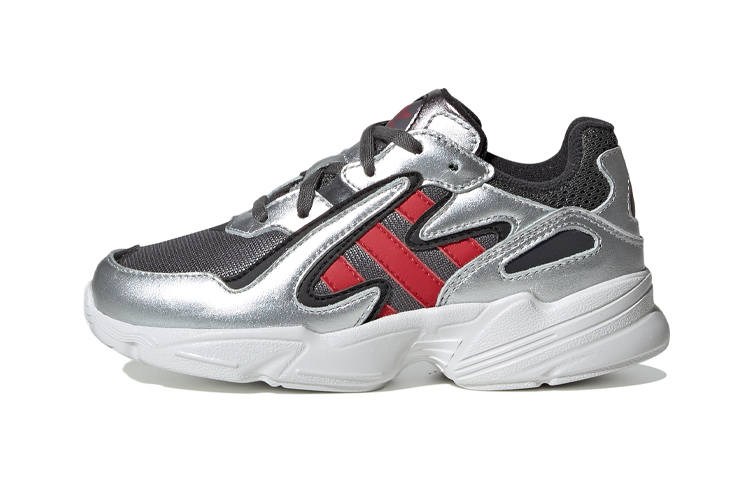 Adidas Originals Yung 96 Chasm Slip Resistant Slip Resistant Low top Kids Lifestyle Shoes Silver Red White