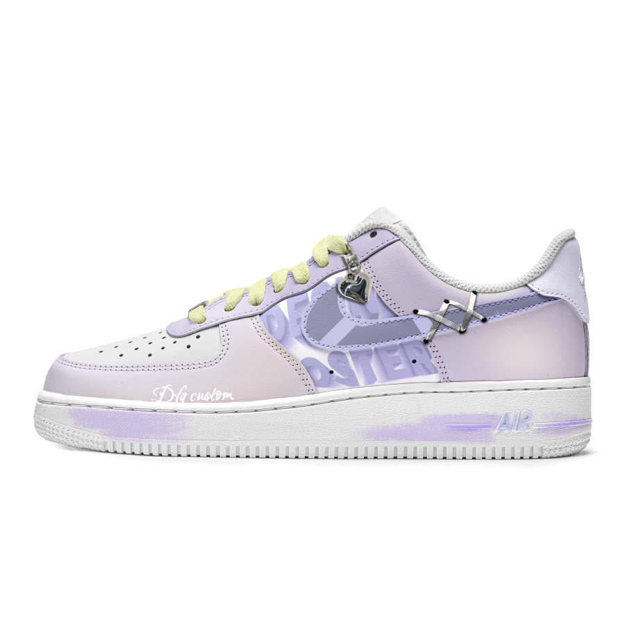 Nike Nike Air Force 1 Slip Resistant Abrasion Resistant Low top Kids' Skateboarding Shoes Purple White Teenagers