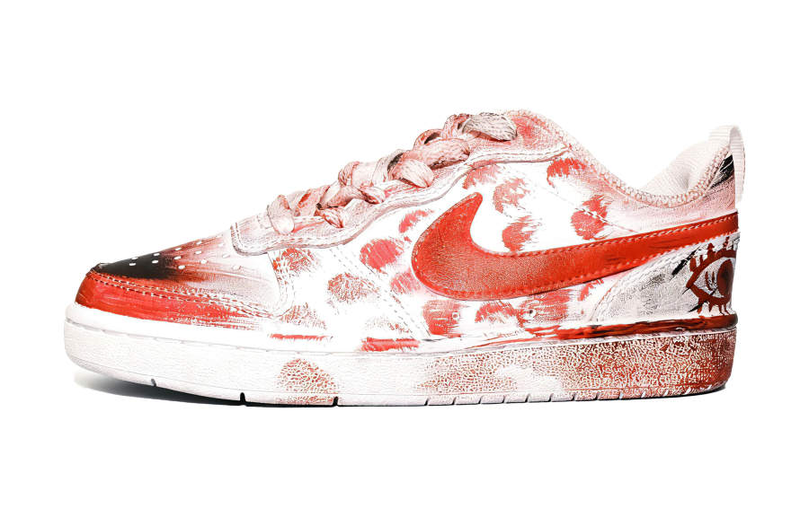 Nike Nike Court Borough Jhin's Gaze Leather Abrasion Resistant Low top Kids' Skateboarding Shoes Red Unisex