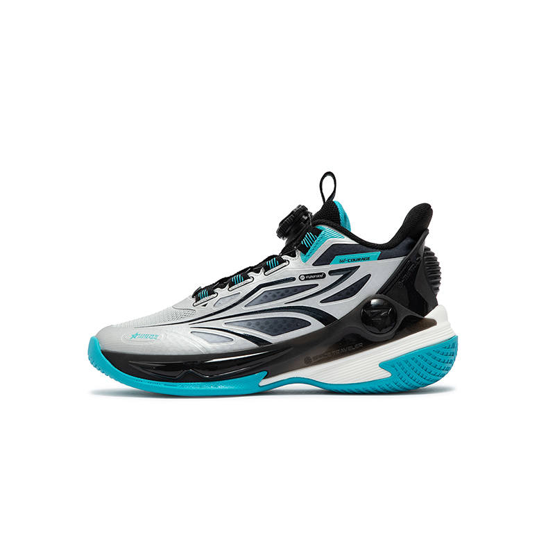 361°KIDS Synthetic Leather, Textile Mid top Basketball Shoes Silver Black Teenagers