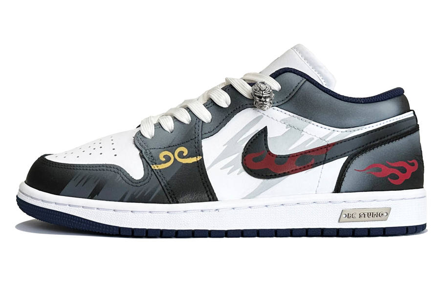 Jordan Jordan Air Jordan 1 Slip Resistant Low top Children's Basketball Shoes Gray White Teenagers