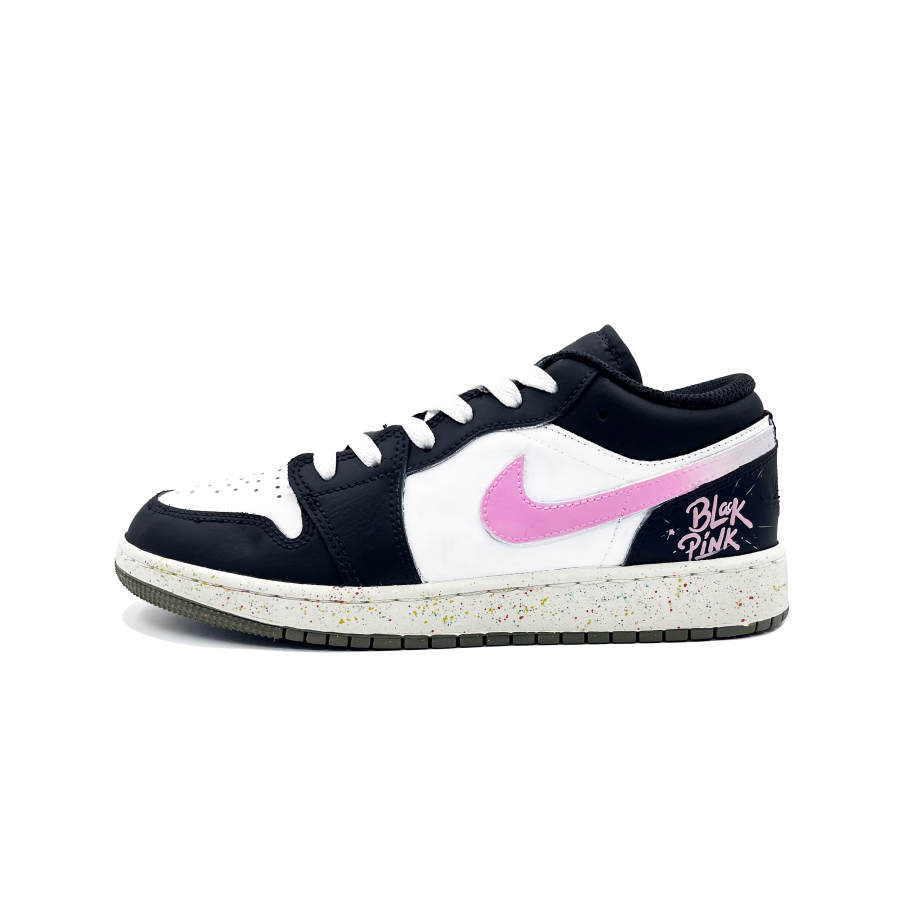Jordan Jordan Air Jordan 1 Gradient Panda Pink Synthetic Leather Low top Children's Basketball Shoes Black Pink Unisex