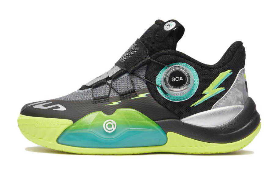 FILA KIDS BOA ALPHA 3 Low Rebound Low top Children's Basketball Shoes Black Yellow Teenagers