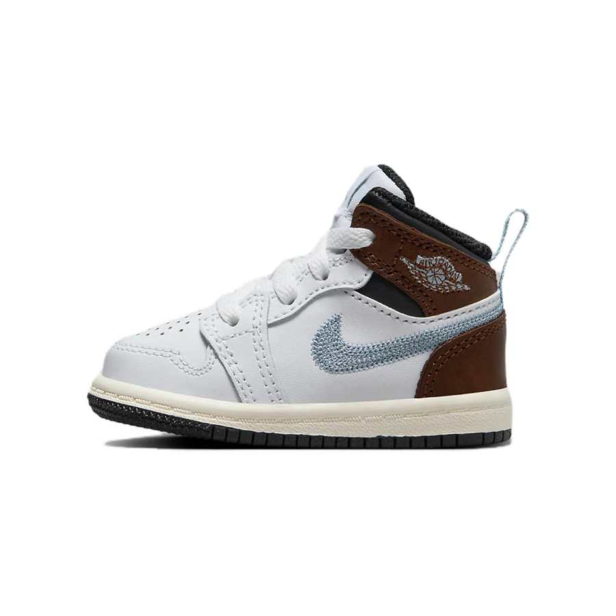 Jordan Baby Jordan Air Jordan 1 Comfortable Slip Resistant Abrasion Resistant Balance High top Toddler Shoes White Umber