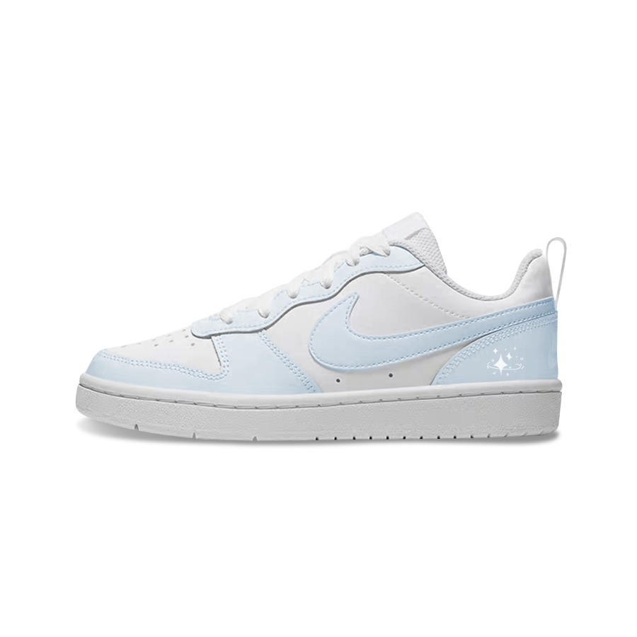 Nike Nike Court Borough Leather Slip Resistant Cushioning Low top Kids' Skateboarding Shoes Light Blue Teenagers