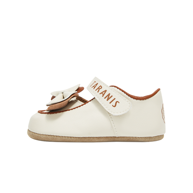 TARANIS Pre Walking Shoes & Sock Shoes White/Brown Color Infant And Toddler
