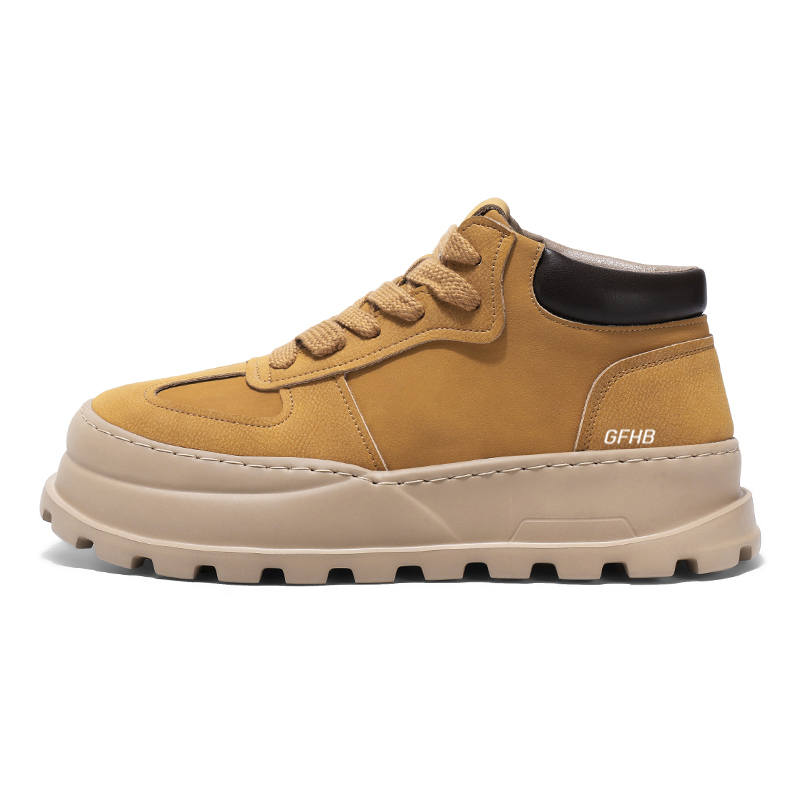 GONGFUHUOBAN Synthetic Leather Abrasion Resistant Height Increasing Abrasion Resistant Height Increasing Mid top