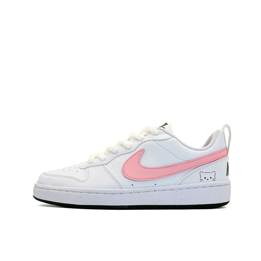 Nike Nike Court Borough Soft And Cute Meow Synthetic Leather Abrasion Resistant Low top Kids' Skateboarding Shoes Pink