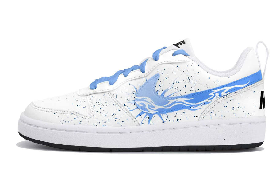 Nike Nike Court Borough Synthetic Leather Low top Kids' Skateboarding Shoes White Blue Teenagers