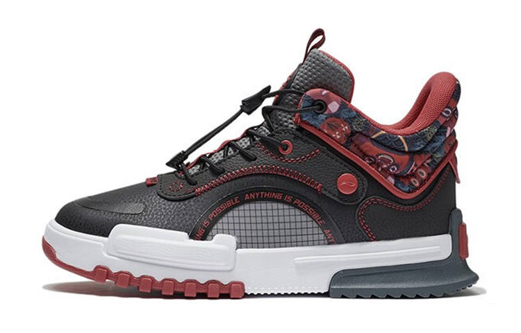 Li-Ning YOUNG Li Ning Abrasion Resistant Mid top Skateboard Shoes Black Teenagers