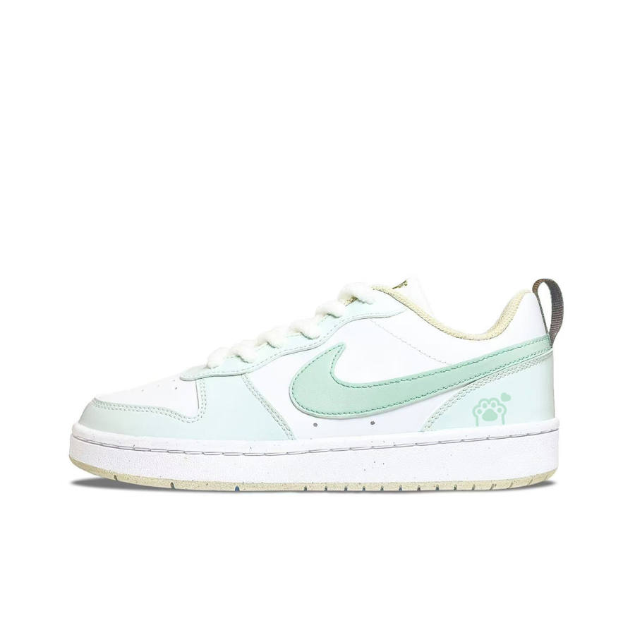 Nike Nike Court Borough Slip Resistant Abrasion Resistant Low top Kids' Skateboarding Shoes White Green Unisex