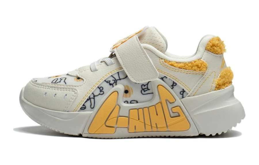 Li-Ning YOUNG Li Ning x Disney Versatile Cushioning Abrasion Resistant Low top Casual Shoes White Yellow Teenagers