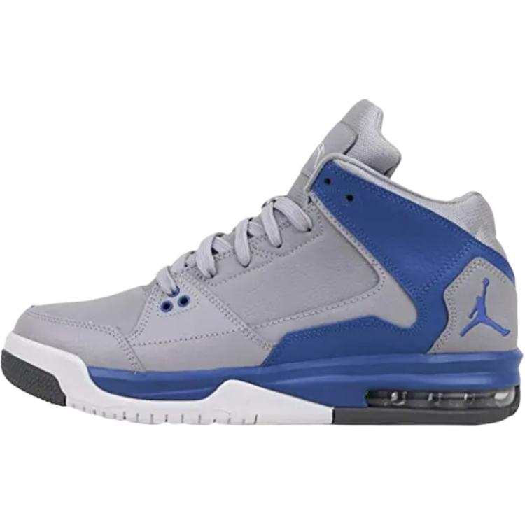 Jordan Jordan Flight Origin Leather Mid top Basketball Shoes Gray Blue Unisex