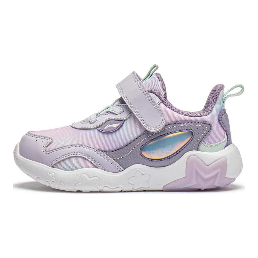 Li-Ning YOUNG Li Ning YOUNG Galaxy Comfortable Slip Resistant Abrasion Resistant Low top Casual Shoes Purple Kids'