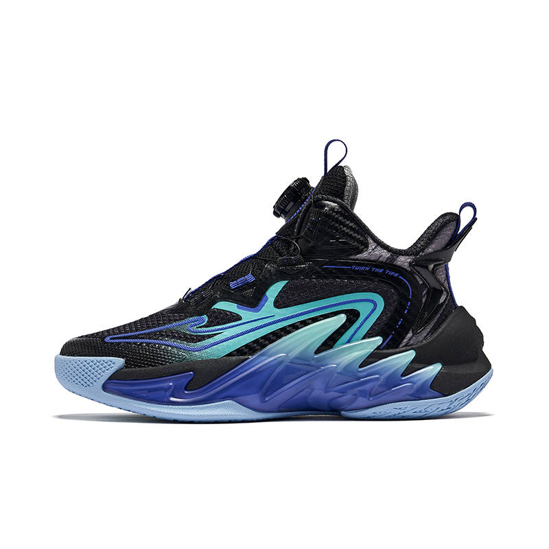 ERKE KIDS Slip Resistant Abrasion Resistant Mid top Basketball Shoes Black Blue Purple Kids'