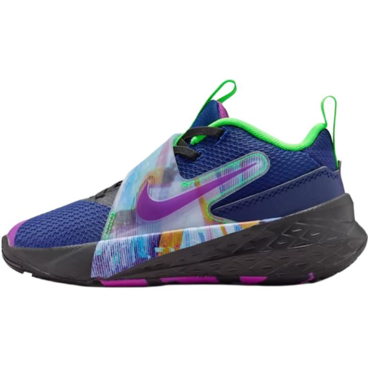 Nike Nike Team Hustle D 12 Slip Resistant Low top Children's Basketball Shoes Blue Purple Children Aged 3 7 Years Old