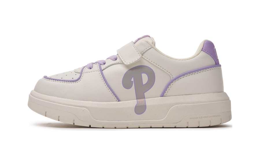 MLB Chunky Liner Slip Resistant Abrasion Resistant Low top Kids' Skateboarding Shoes White Purple