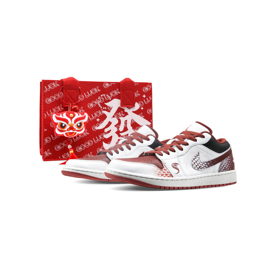 Jordan Jordan Air Jordan 1 Low top Children's Basketball Shoes Red White Black Teenagers