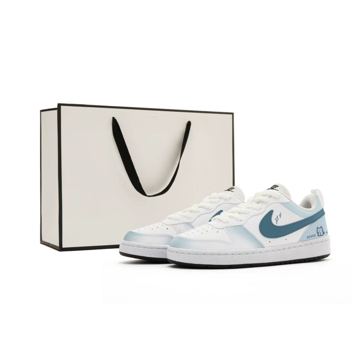 Nike Nike Court Borough Blue Tone Cat World Synthetic Leather Abrasion Resistant Abrasion Resistant Low top Skateboard Shoes