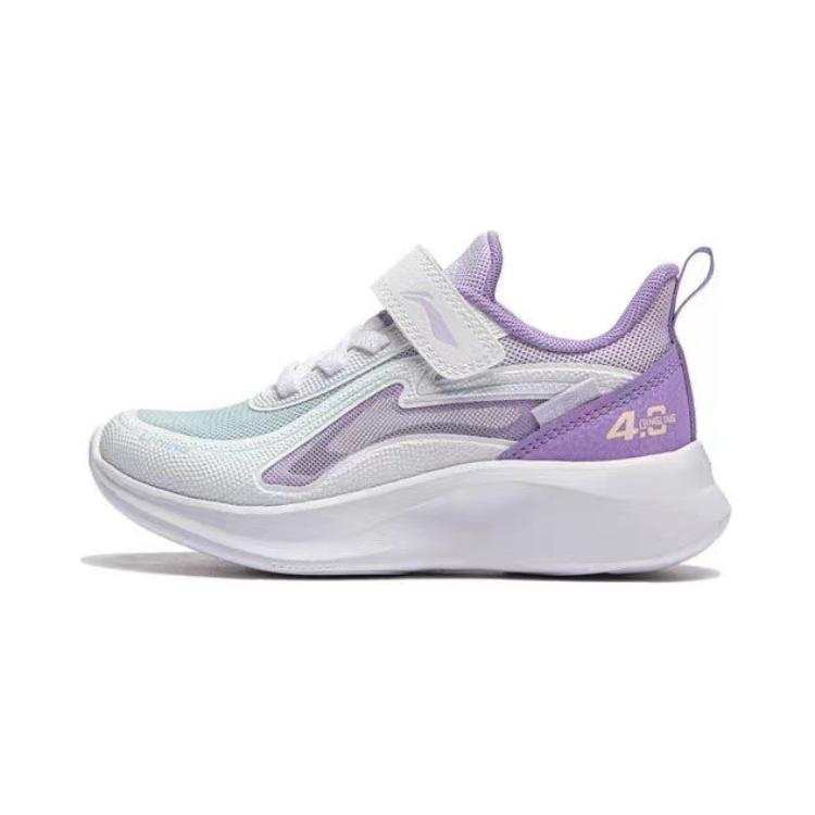 Li-Ning YOUNG Li Ning YOUNG Fabric Comfortable Slip Resistant Abrasion Resistant Low top Kids Lifestyle Shoes Purple White