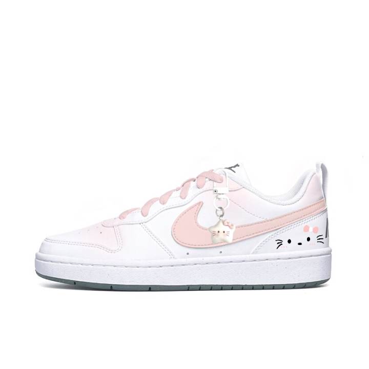 Nike Nike Court Borough Pink Kitten Synthetic Leather Slip Resistant Abrasion Resistant Low top Kids' Skateboarding Shoes