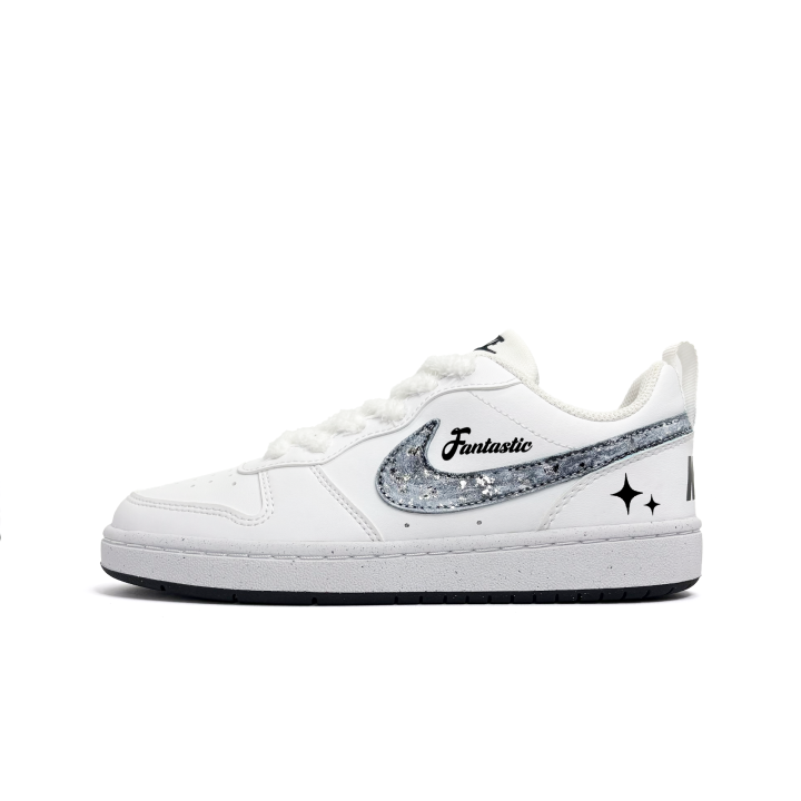 Nike Nike Court Borough Sparkling Planet Synthetic Leather Slip Resistant Abrasion Resistant Low top