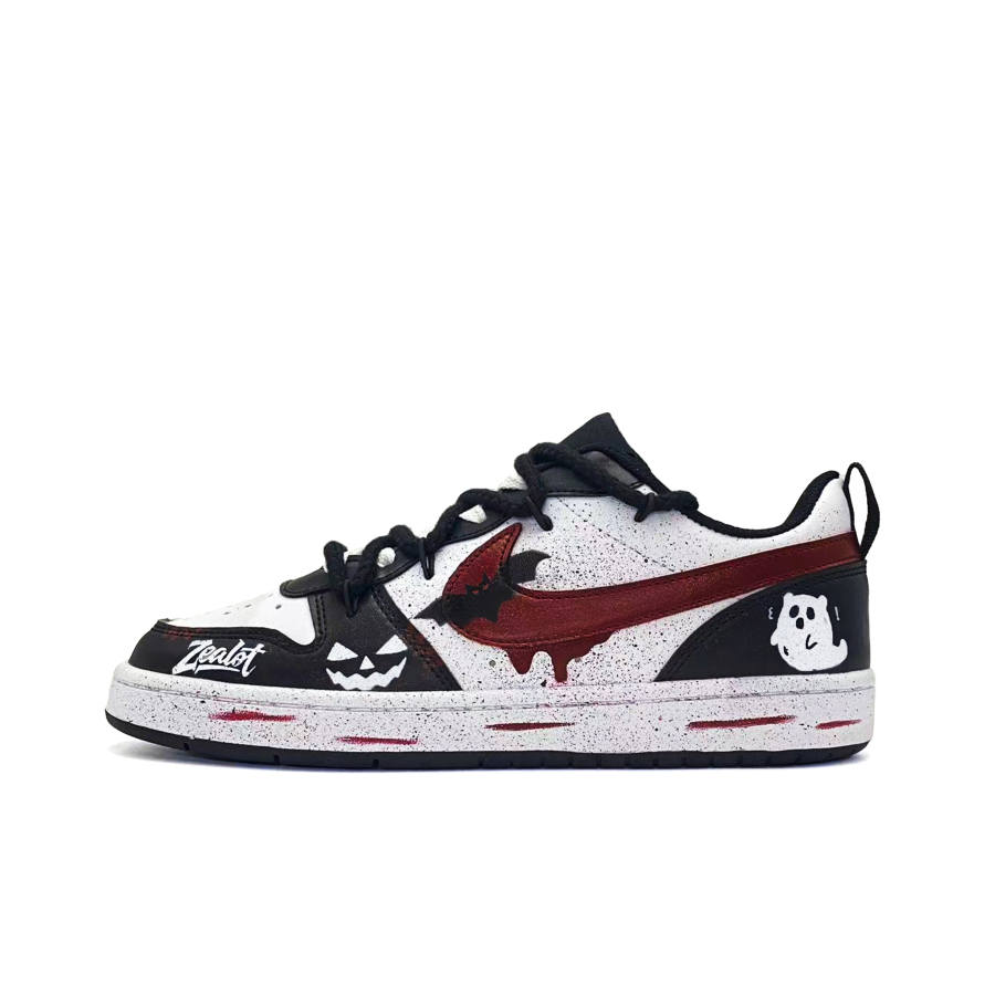 Nike Nike Court Borough Low 2 Leather Slip Resistant Abrasion Resistant Low top Skateboard Shoes Black Red Kids'