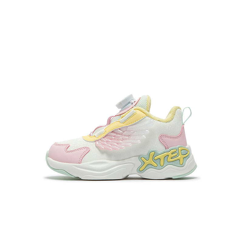 XTEP Slip Resistant Abrasion Resistant Low top Kids Lifestyle Shoes Sail White New Ice Pink Red Kids'