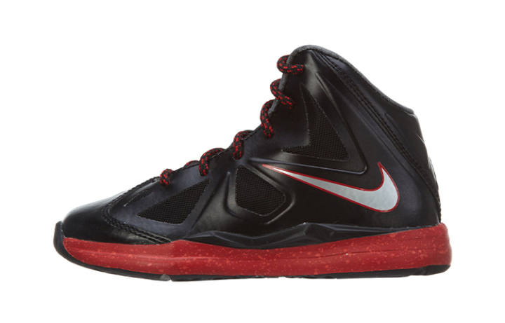 Nike Nike Lebron 10 James 10 Mid top Performance Basketball Shoes Black Red Children Aged 3 7 Years Old