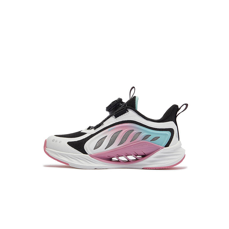 XTEP Slip Resistant Abrasion Resistant Low top Kids' Running Shoes Black Pink Peony Kids'