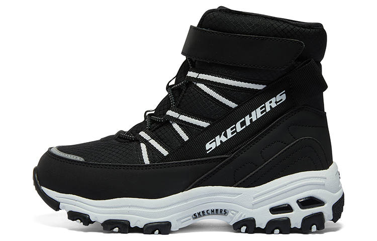 Skechers Kids Velvet Boots Cushioning, Wear Resistant High top Kids' Outdoor Shoes Black White Unisex