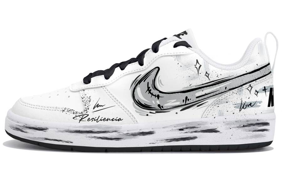 Nike Nike Court Borough Low top Kids' Skateboarding Shoes Black Gray Teenagers