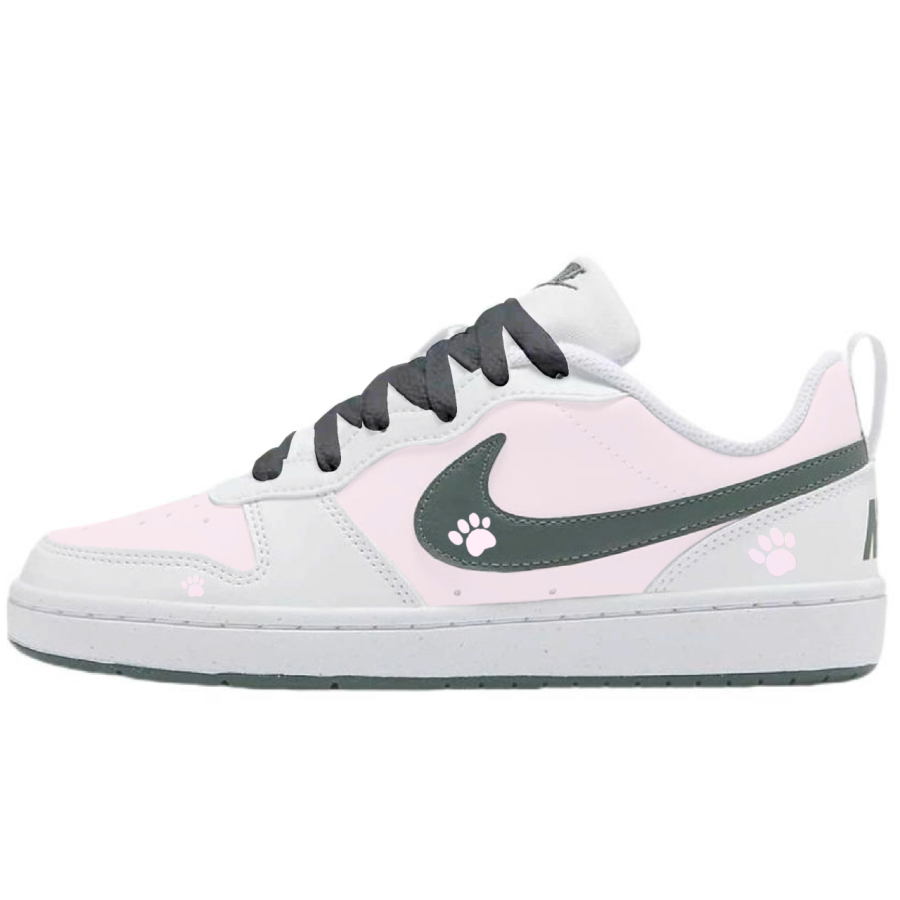 Nike Nike Court Borough LOW RECRAFT Synthetic Leather Slip Resistant Low top Kids' Skateboarding Shoes White Teenagers