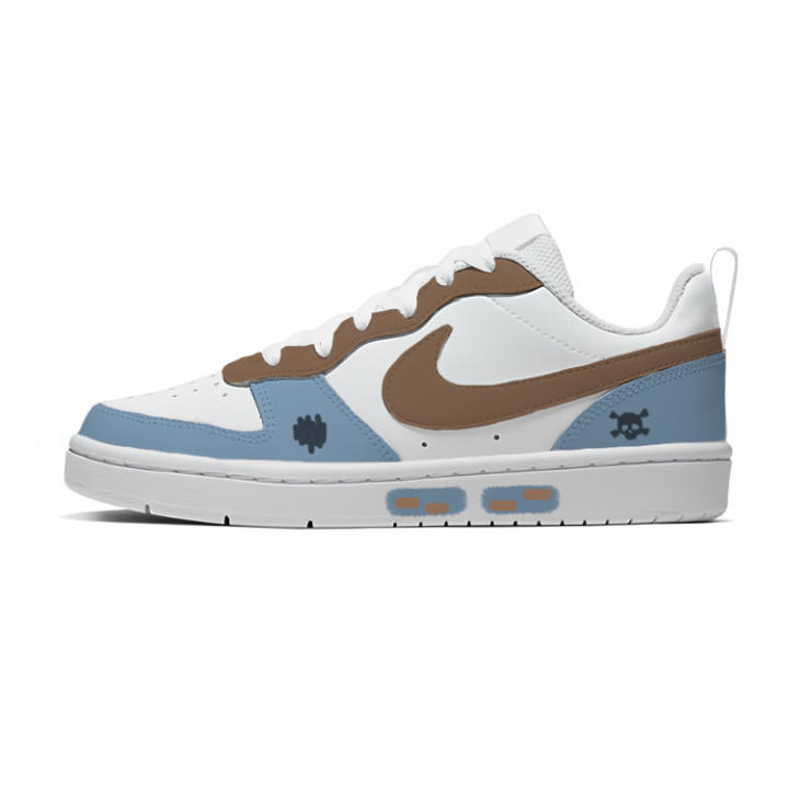 Nike Nike Court Borough Denim Leather Low top Kids' Skateboarding Shoes White Blue Brown