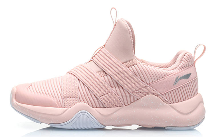 Li-Ning YOUNG Li Ning Running Collection Cushioning Slip Resistant Abrasion Resistant Breathable Low top Running Shoes Salt Pink