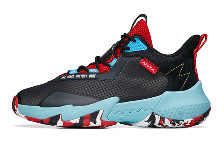Antakids Abrasion Resistant Mid top Basketball Shoes Black Gray Red Teenagers