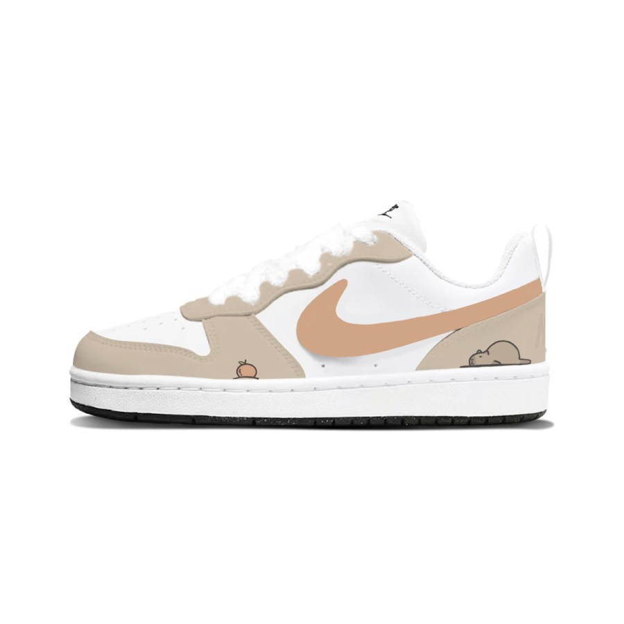 Nike Nike Court Borough Casual Otter Synthetic Leather Slip Resistant Cushioning Slip Resistant Cushioning Low top