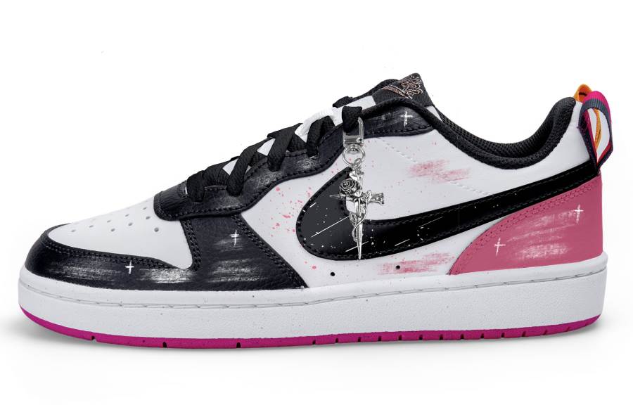 Nike Nike Court Borough Low top Kids' Skateboarding Shoes White Black Pink Teenagers