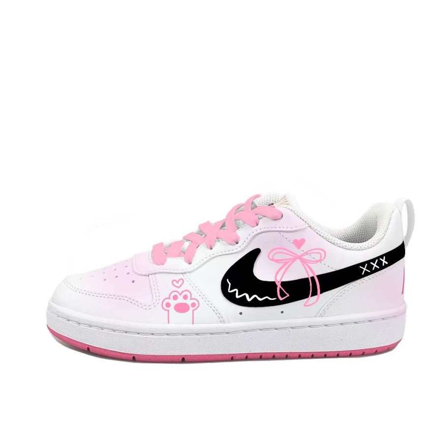 Nike Nike Court Borough Gothic Butterfly Love Kids' Skateboarding Shoes Yellow Pink Teenagers