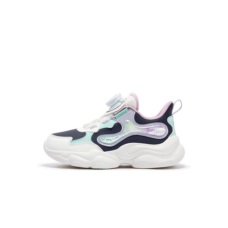 XTEP Nebula Abrasion Resistant Slip Resistant Breathable Kids Lifestyle Shoes White Purple Cyan
