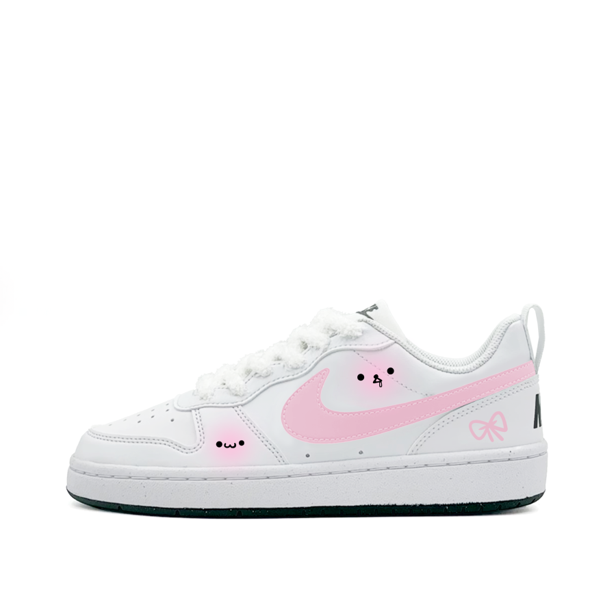 Nike Nike Court Borough Pink Plush Bear, Cute, Minimalist Style, Versatile, Fashion, Individual Trendy Synthetic Leather