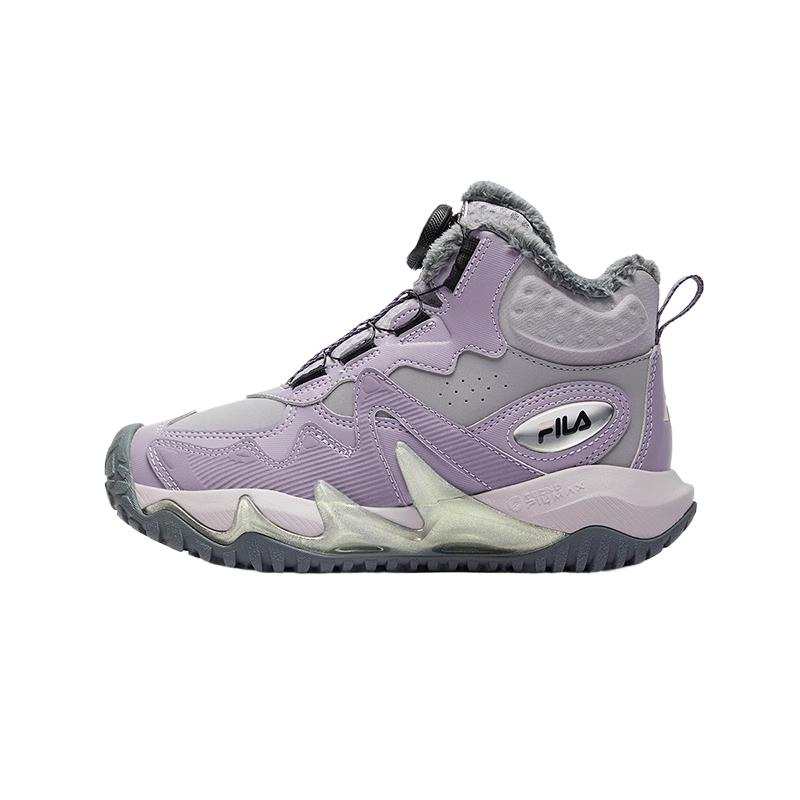 FILA KIDS BOA Slip Resistant Thermal Support High top Kids' Boots Kids' Fog Gray Purple/Purple Smoke Gray