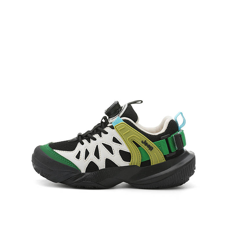 Jeep Synthetic Leather Low top Kids Lifestyle Shoes Black Green Kids'