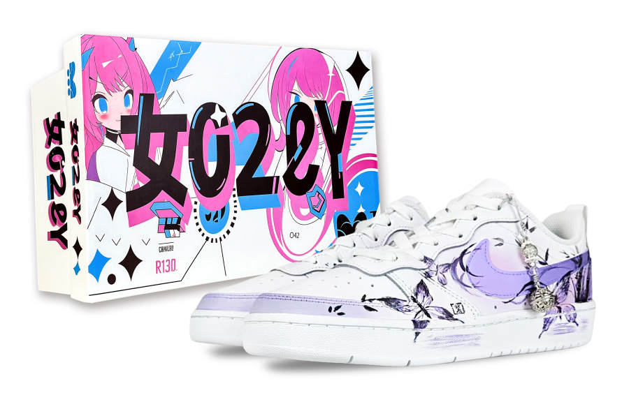 Nike Nike Court Borough Low Dream, Purple Mist Bamboo, Special Box Slip Resistant Abrasion Resistant Cushioning