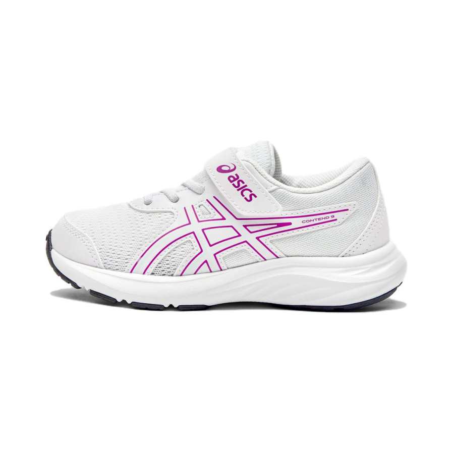 ASICS GEL CONTEND 9 Synthetic Leather, Textile Abrasion Resistant Low top Kids' Running Shoes White Purple