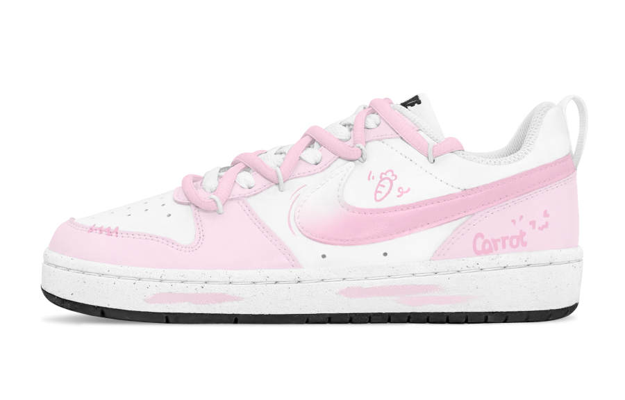 Nike Nike Court Borough Pink Velvet Peach Slip Resistant Cushioning Low top Kids' Skateboarding Shoes Pink White Teenagers