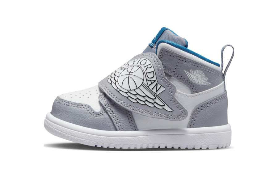 Jordan Jordan Air Jordan 1 Slip Resistant Abrasion Resistant Mid top Toddler Shoes Gray Blue Infant And Toddler