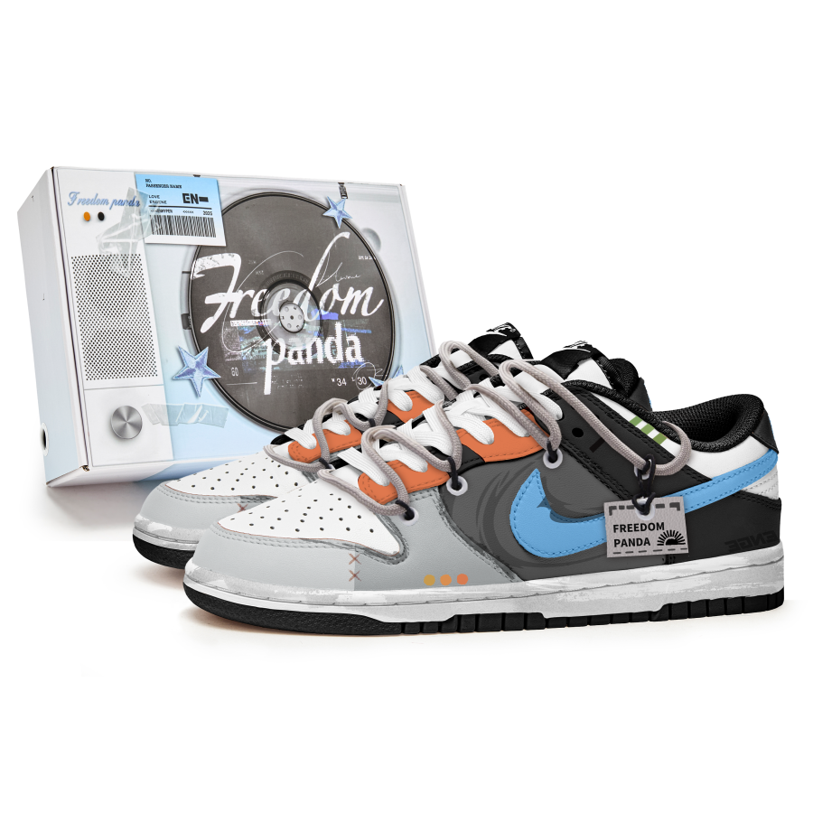 Nike Nike Dunk Slip Resistant Abrasion Resistant Low top Kids' Skateboarding Shoes Black White Teenagers
